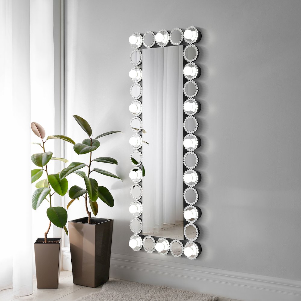 Aghes 24 x 62 Inch Wall Mirror with Lighting Silver. Picture 8