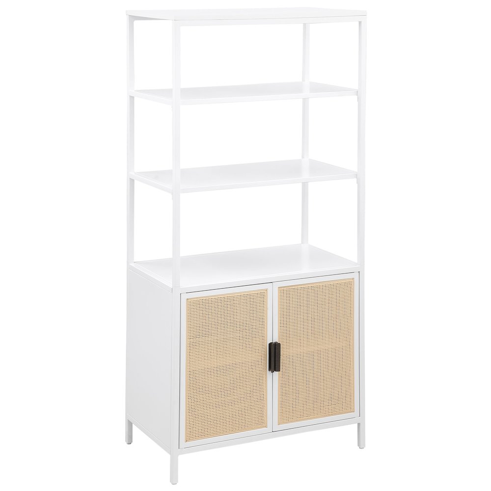 Amherst 3-shelf Radio Weave Cane Metal Accent Cabinet White. Picture 2
