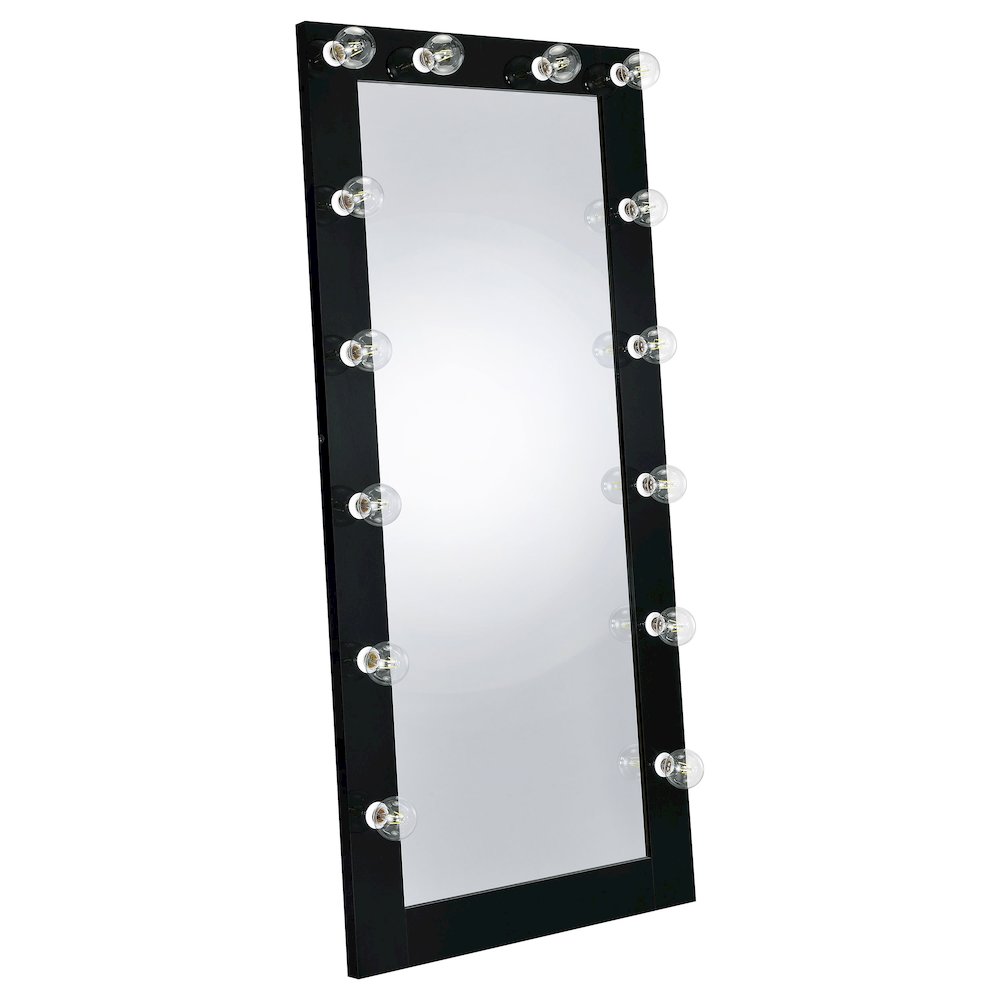 Zayan 32 x 71 Inch Floor Mirror LED Lighting Black Gloss. Picture 2
