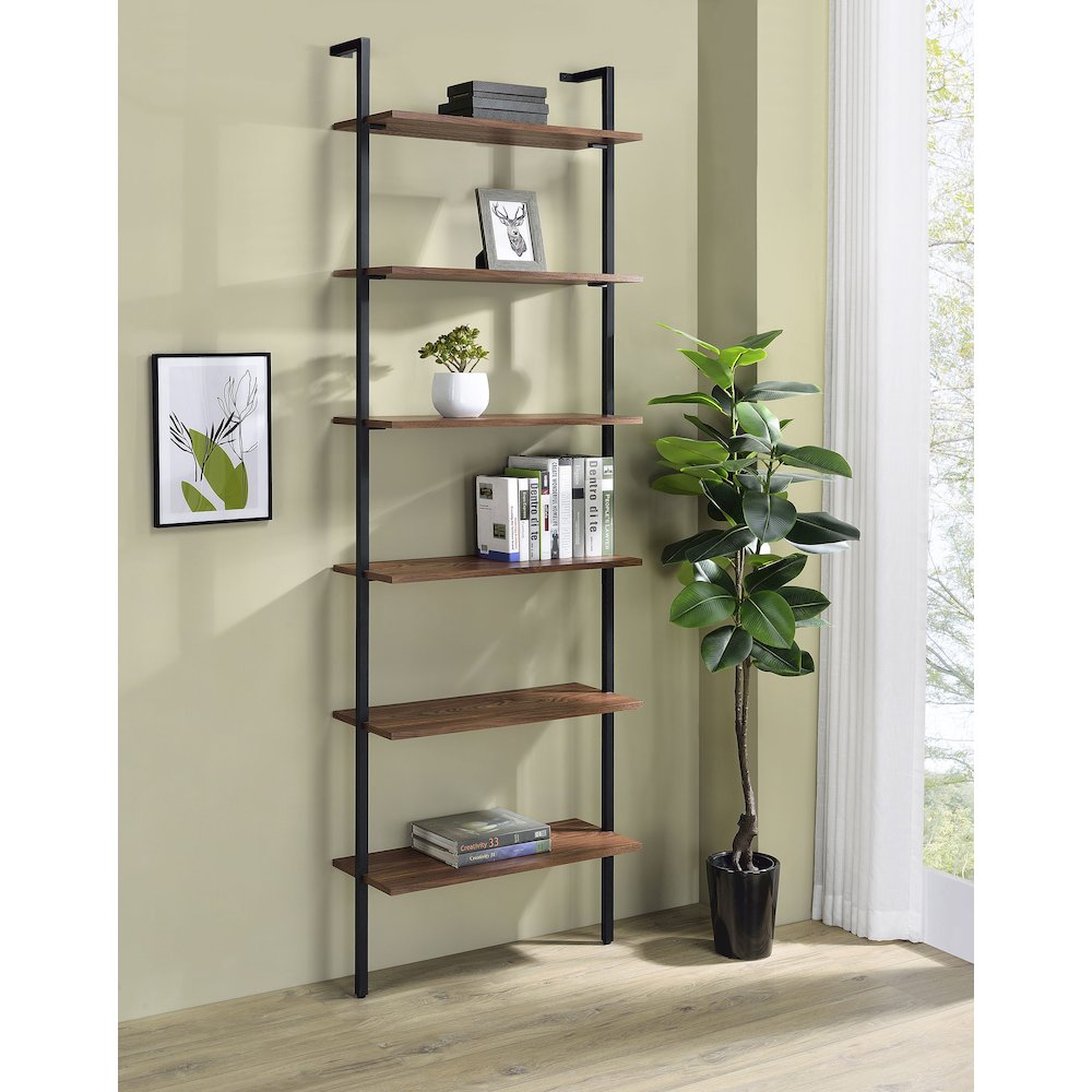 Owens 96-inch 6-shelf Wall Bookshelf Walnut. Picture 11