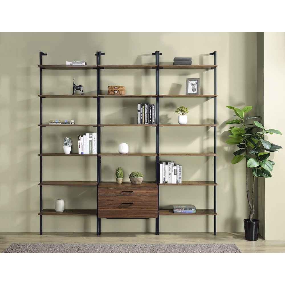 Owens 3-piece 96-inch Wall Mounted Bookshelf Set Walnut. Picture 13
