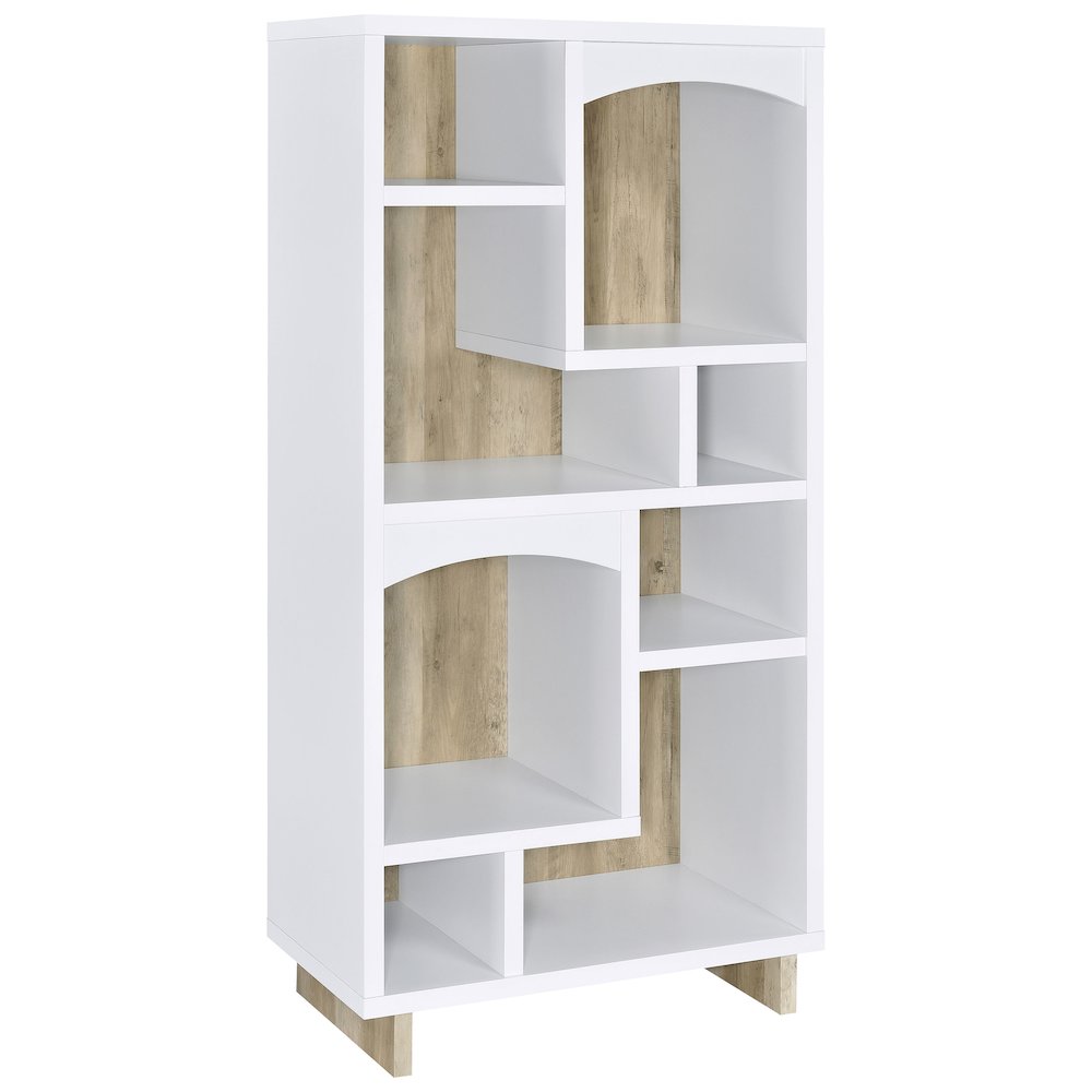 Dalton 65-inch 6-shelf Bookcase White and Distressed Pine. Picture 2