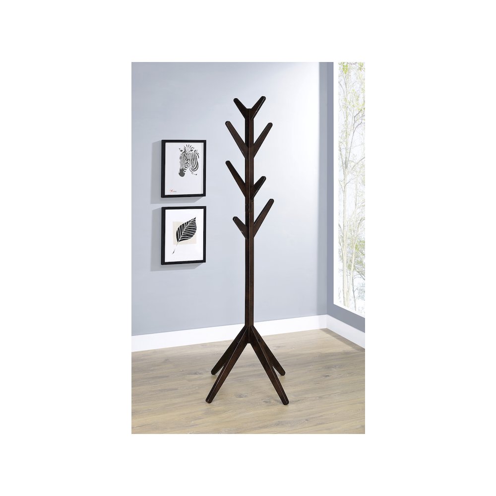 Margaret Solid Wood Coat Rack Clothing Hanger Cappuccino. Picture 4