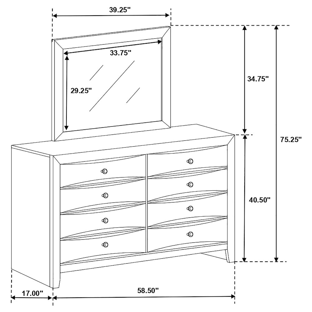 Briana 8-drawer Dresser with Mirror Black. Picture 6