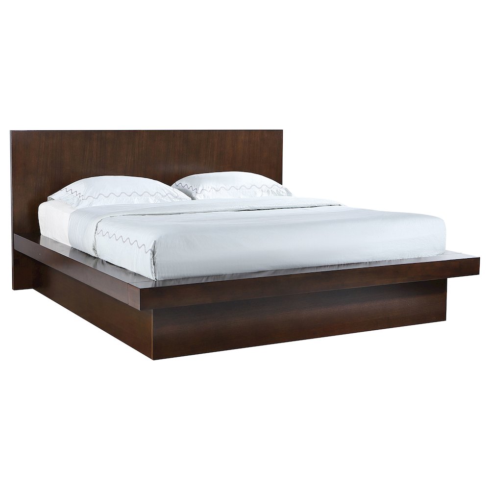 Jessica Wood Eastern King LED Panel Bed Cappuccino. Picture 3