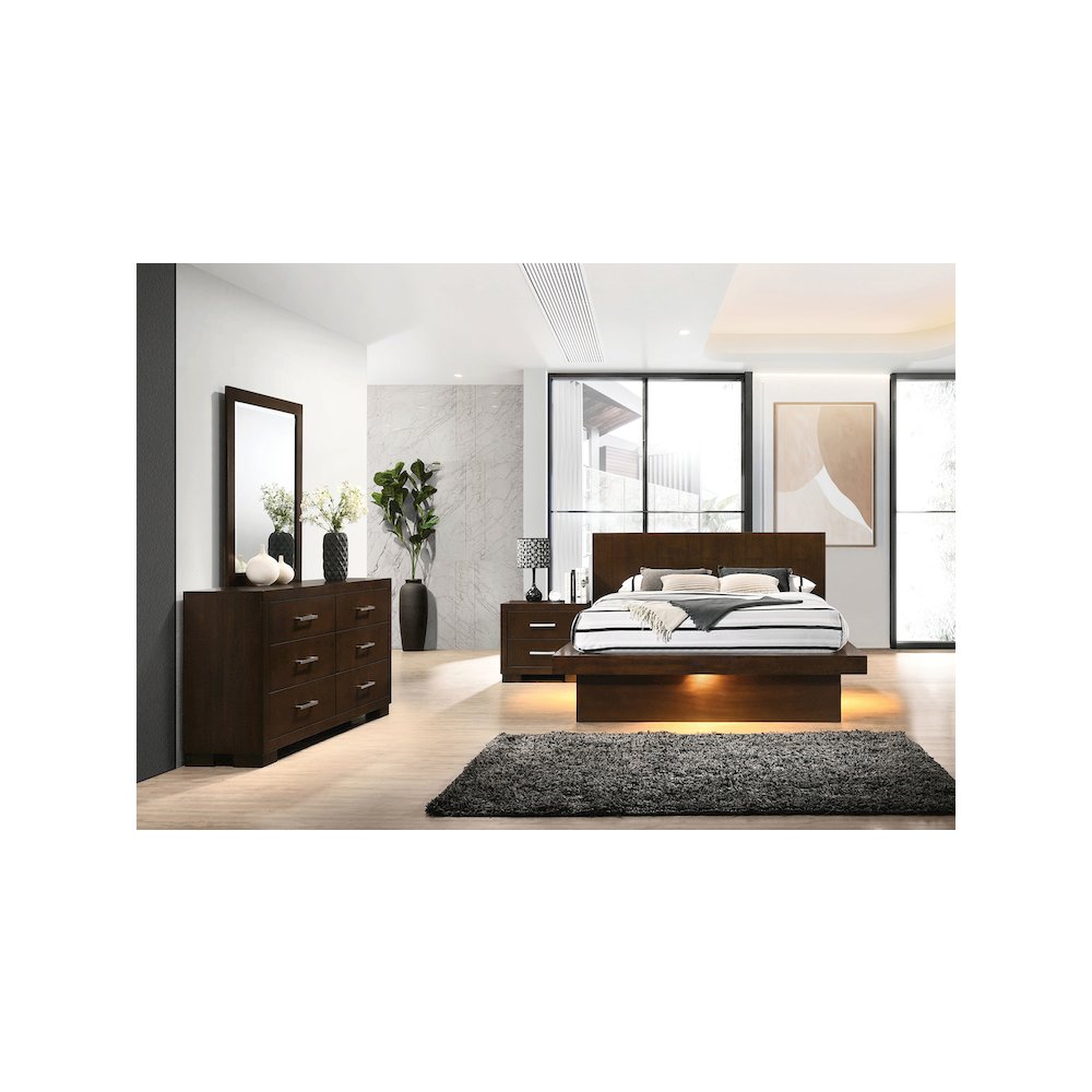 Jessica 4-piece Queen LED Bedroom Set Cappuccino. Picture 1