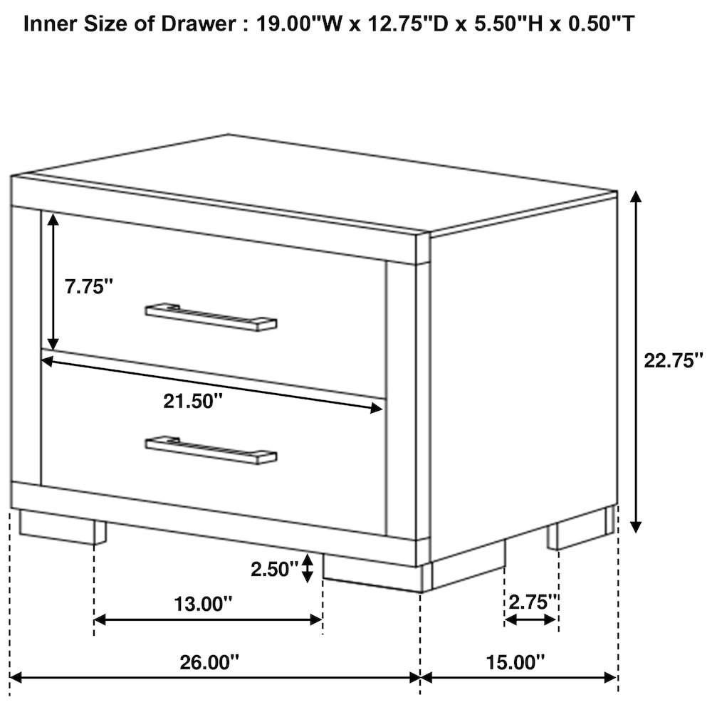 Jessica 2-drawer Nightstand Cappuccino. Picture 10