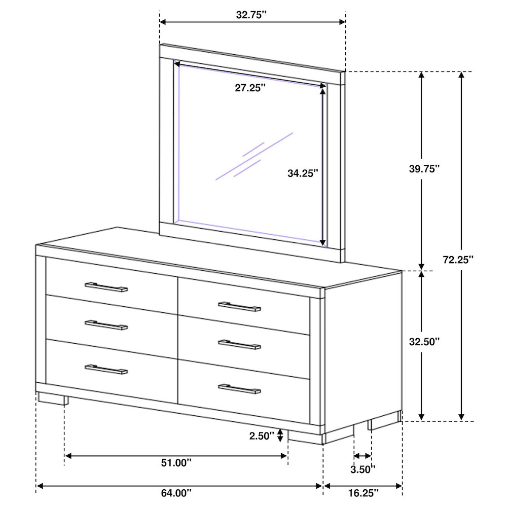 Jessica 6-drawer Dresser with Mirror Cappuccino. Picture 12