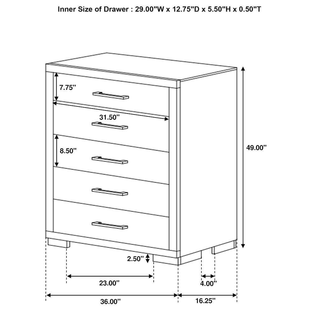 Jessica 5-drawer Bedroom Chest Cappuccino. Picture 10