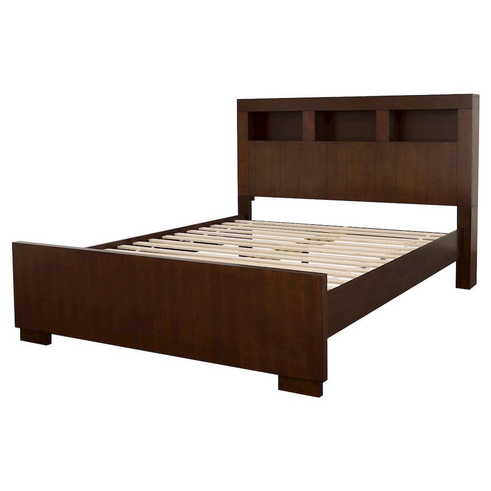 Jessica California King LED Storage Bookcase Bed Cappuccino. Picture 4