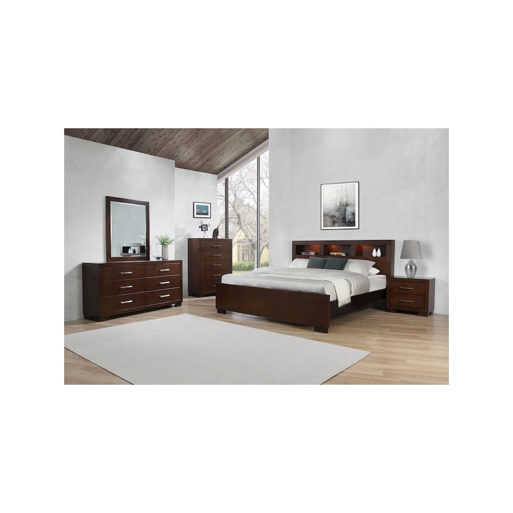 Jessica California King LED Storage Bookcase Bed Cappuccino. Picture 9