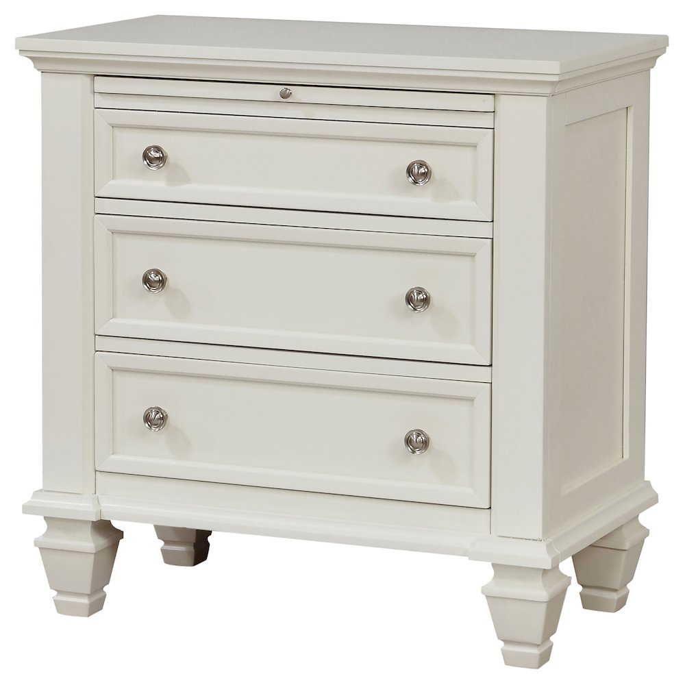 Sandy Beach 3-drawer Nightstand Cream White. Picture 4