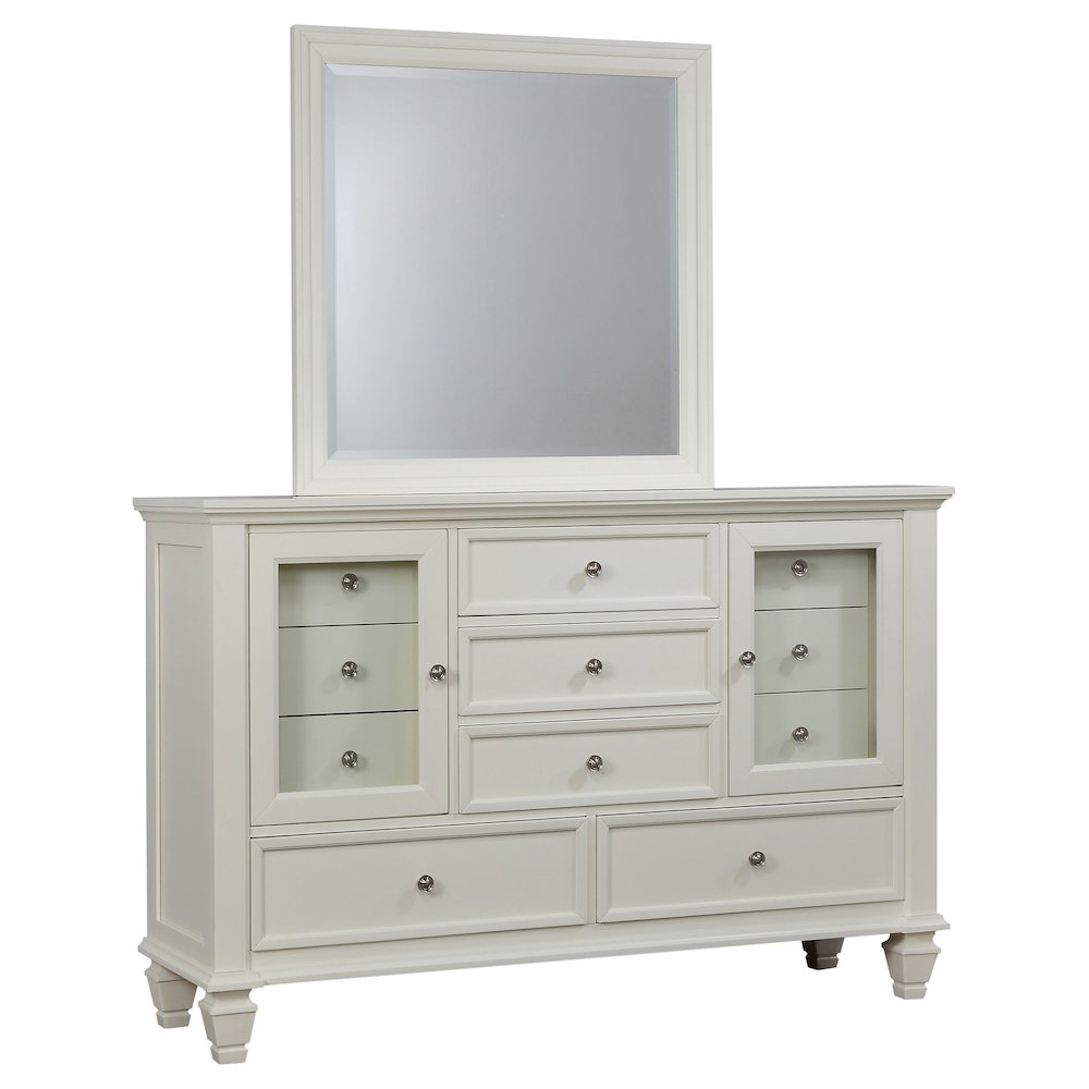 Sandy Beach 11-drawer Dresser with Mirror Cream White. Picture 1