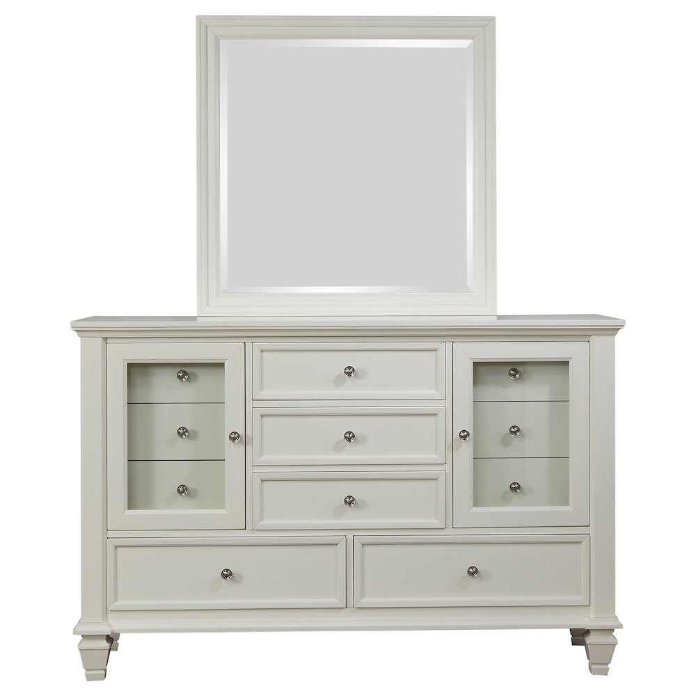 Sandy Beach 11-drawer Dresser with Mirror Cream White. Picture 3
