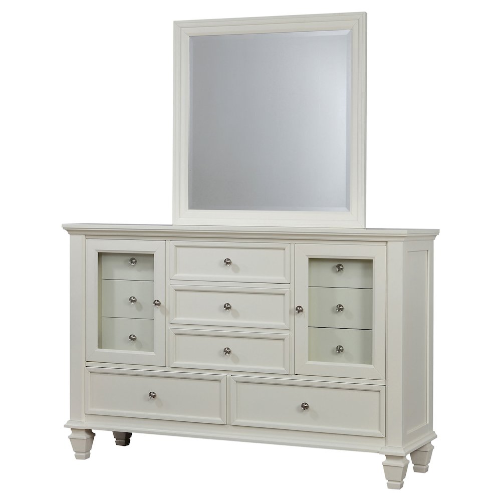 Sandy Beach 11-drawer Dresser with Mirror Cream White. Picture 4