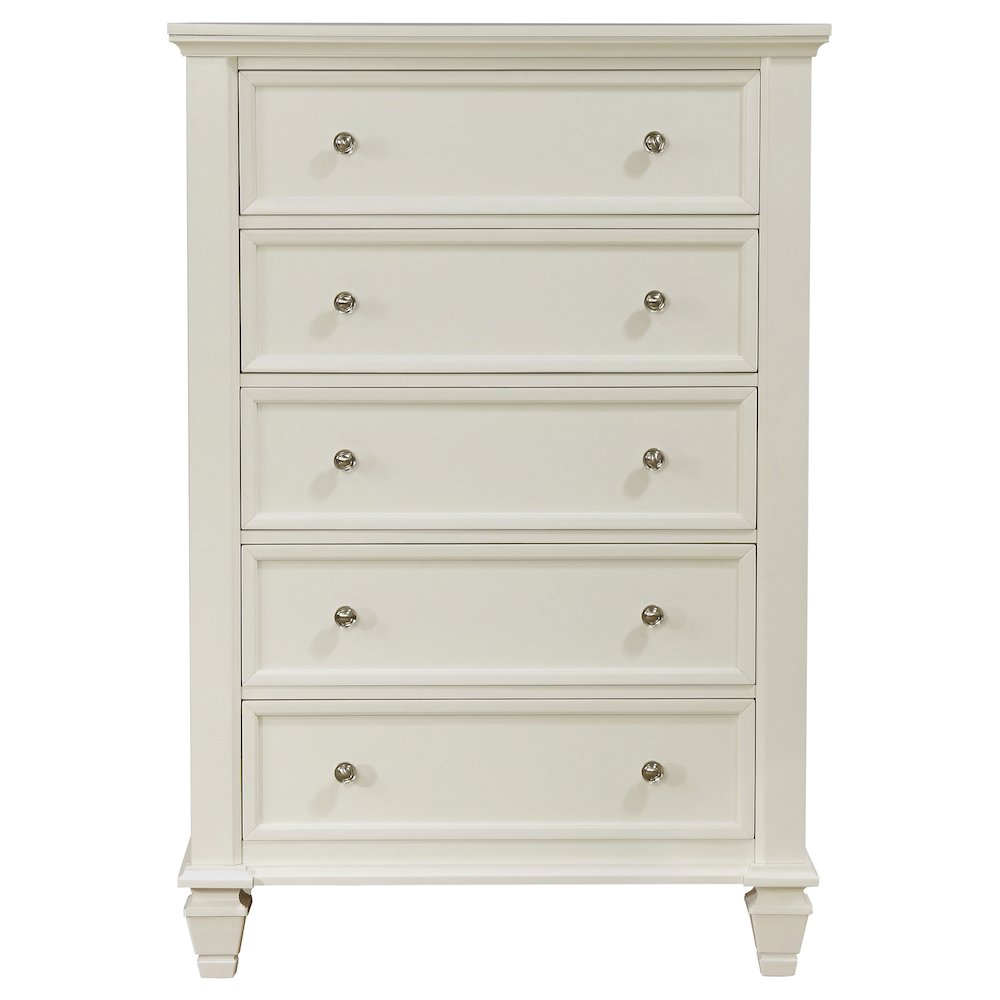 Sandy Beach 5-drawer Bedroom Chest Cream White. Picture 3