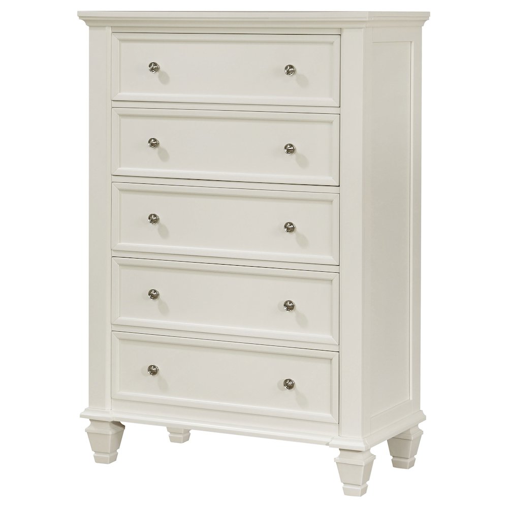 Sandy Beach 5-drawer Bedroom Chest Cream White. Picture 4