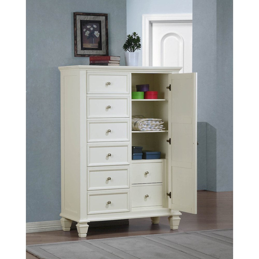 Sandy Beach 8-drawer Door Chest Cream White. Picture 11