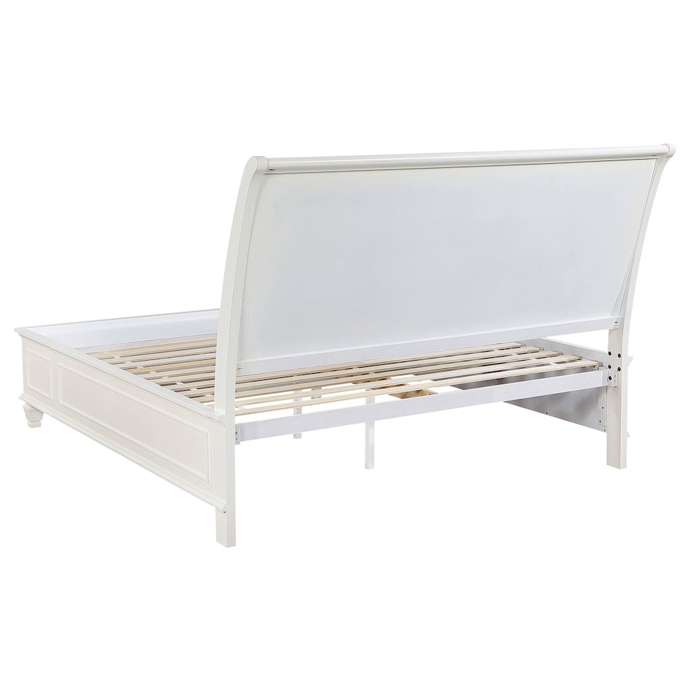 Sandy Beach Wood Eastern King Storage Panel Bed Cream White. Picture 5