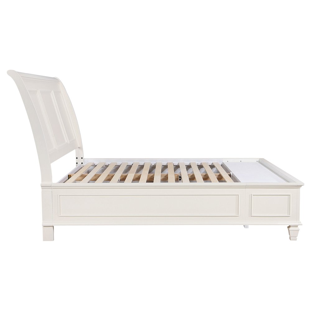 Sandy Beach Wood Eastern King Storage Panel Bed Cream White. Picture 6