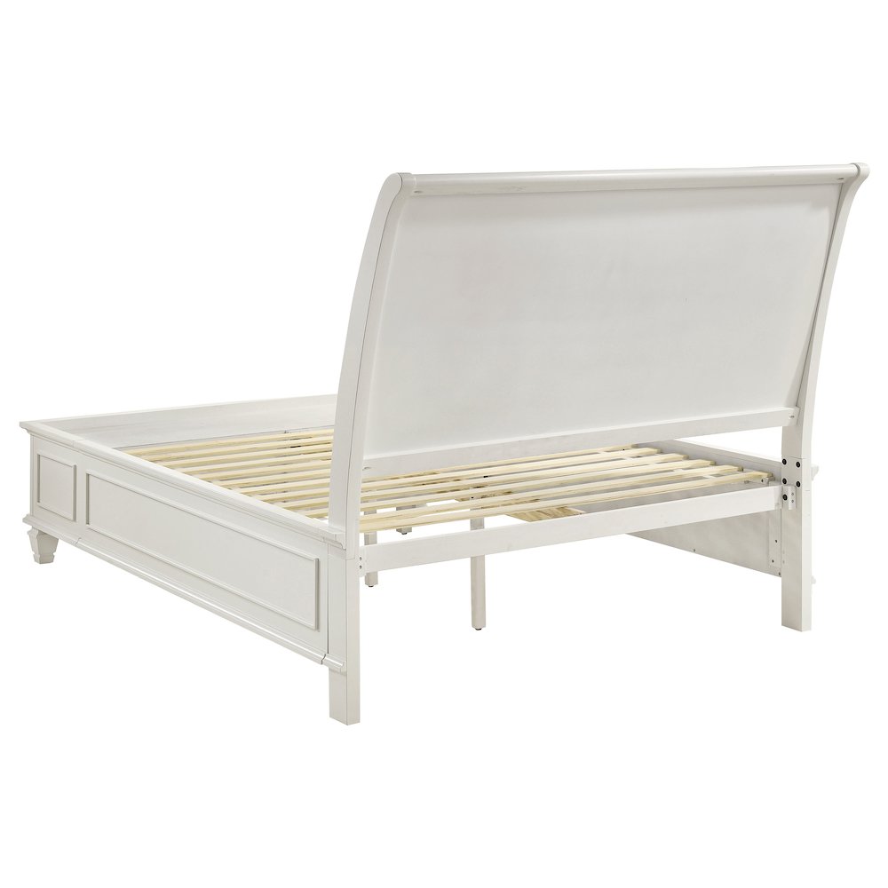 Sandy Beach Wood Queen Storage Panel Bed Cream White. Picture 4