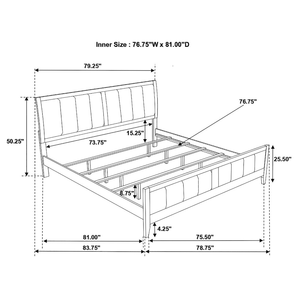 Carlton Wood Eastern King Panel Bed Cappuccino. Picture 8