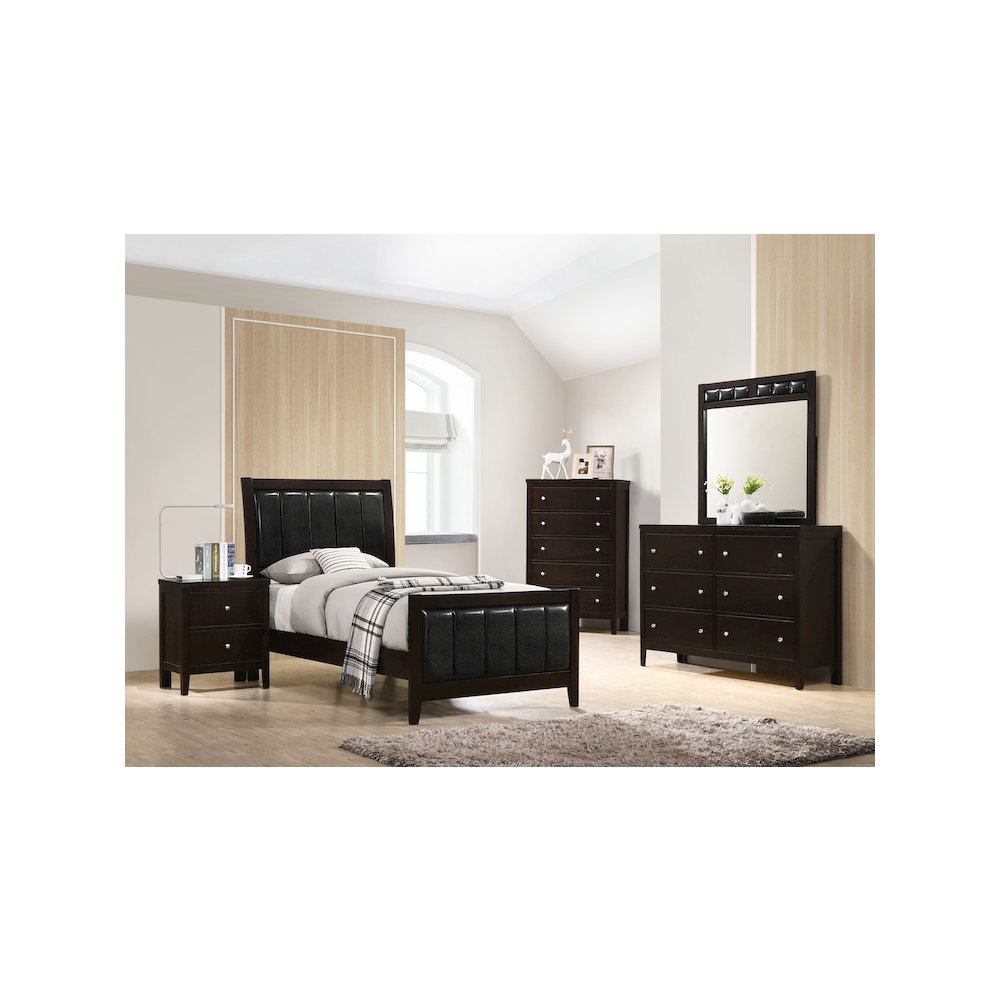Carlton Wood Twin Panel Bed Cappuccino. Picture 7