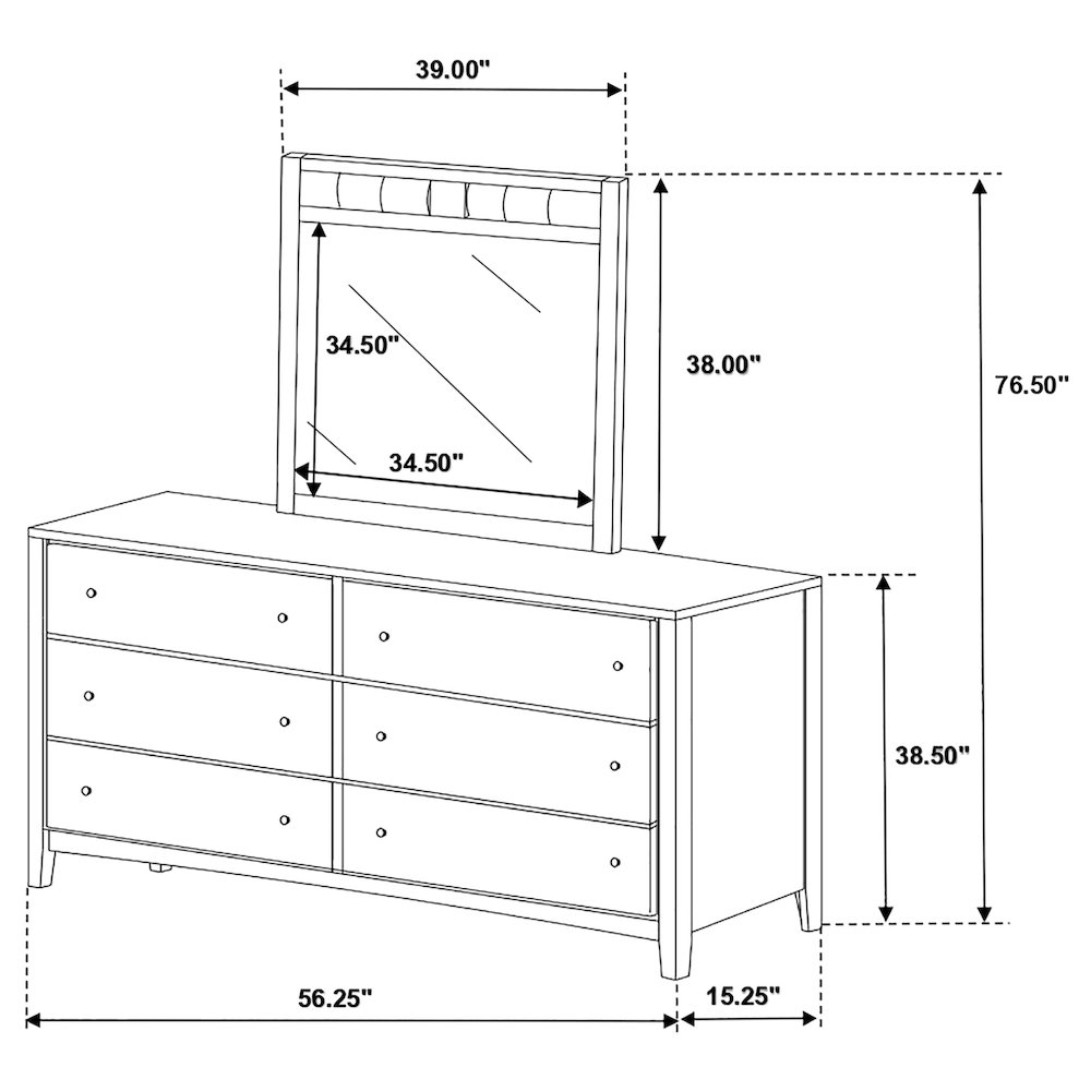 Carlton 6-drawer Dresser with Mirror Cappuccino. Picture 13