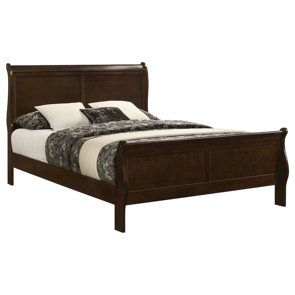 Louis Philippe Wood Queen Sleigh Bed Cappuccino. Picture 3