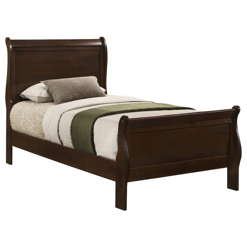 Louis Philippe Wood Twin Sleigh Bed Cappuccino. Picture 3