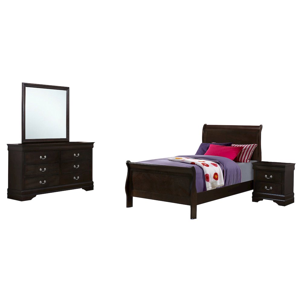 Louis Philippe 4-piece Twin Bedroom Set Cappuccino. Picture 1