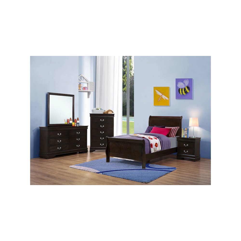 Louis Philippe 5-piece Twin Bedroom Set Cappuccino. Picture 2