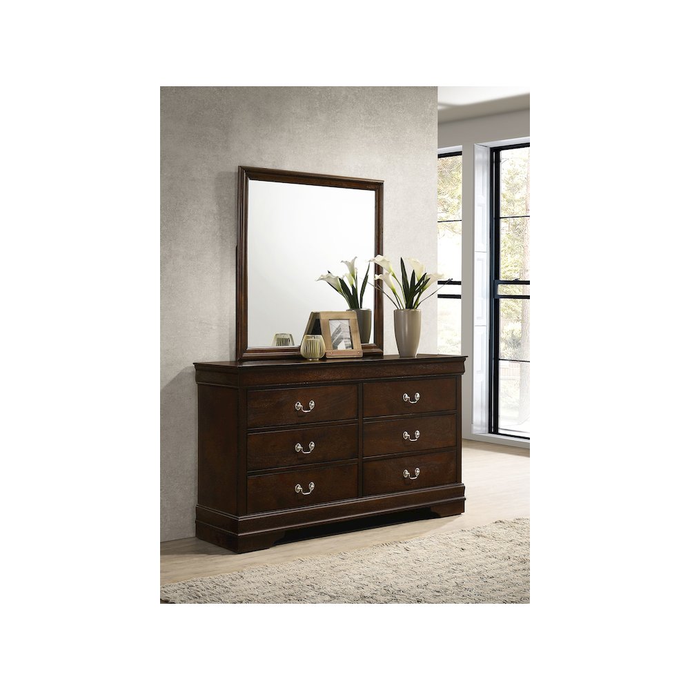 Louis Philippe 6-drawer Dresser with Mirror Cappuccino. Picture 10