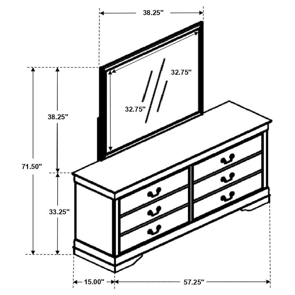 Louis Philippe 6-drawer Dresser with Mirror Cappuccino. Picture 13