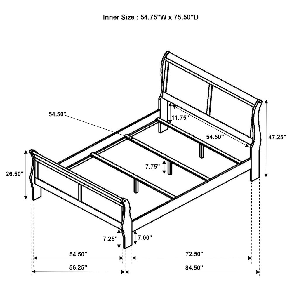 Louis Philippe 47-inch Full Sleigh Panel Bed White. Picture 8