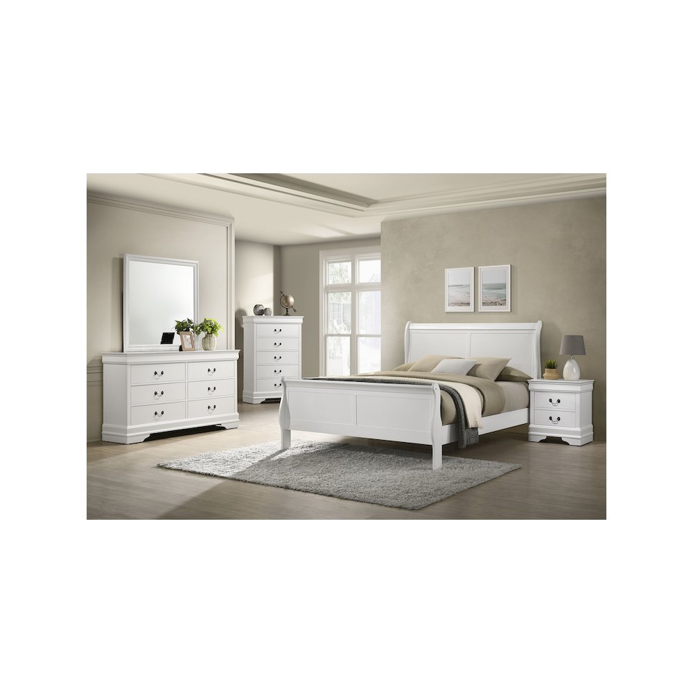 Louis Philippe 5-piece Queen Bedroom Set White. Picture 1