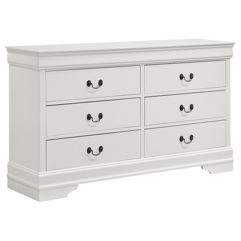 Louis Philippe 5-piece Queen Bedroom Set White. Picture 6