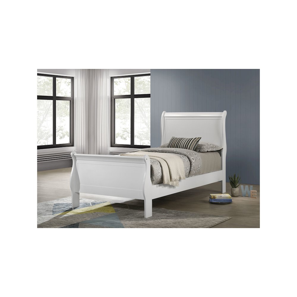 Louis Philippe 47-inch Twin Sleigh Panel Bed White. Picture 5