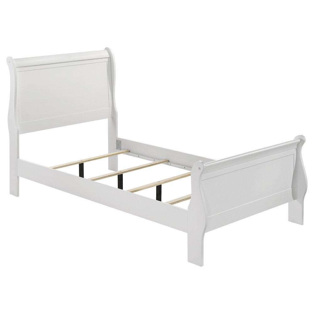 Louis Philippe 47-inch Twin Sleigh Panel Bed White. Picture 1