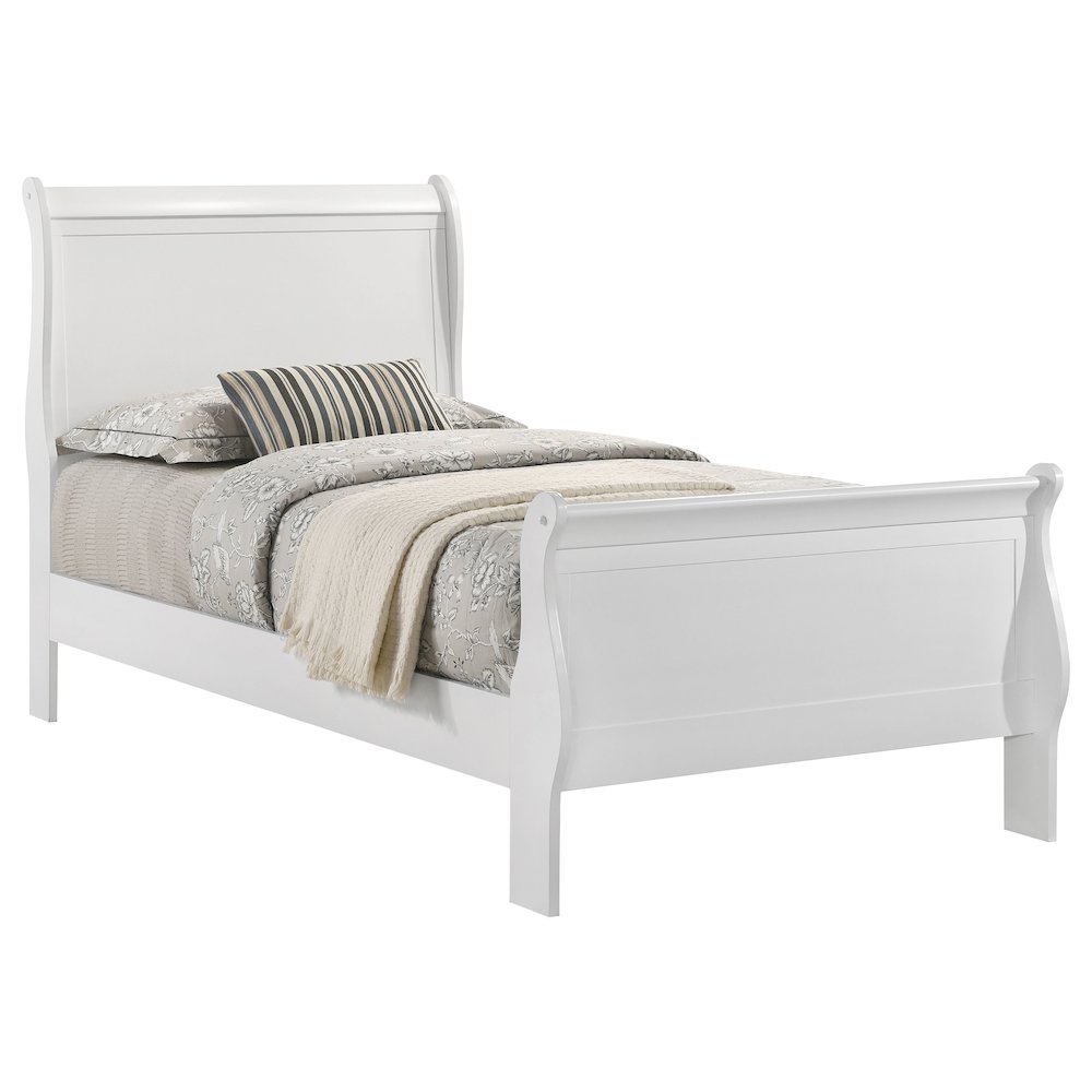 Louis Philippe 47-inch Twin Sleigh Panel Bed White. Picture 3