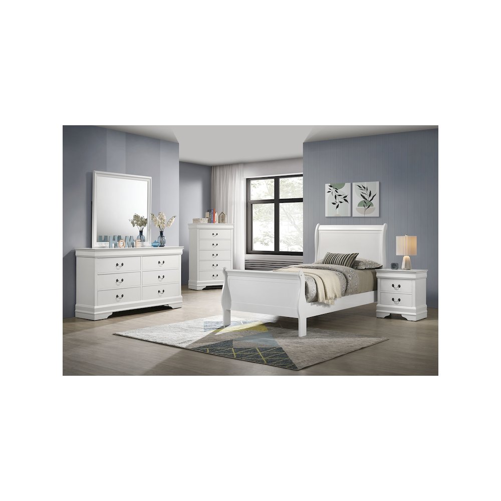 Louis Philippe 47-inch Twin Sleigh Panel Bed White. Picture 7