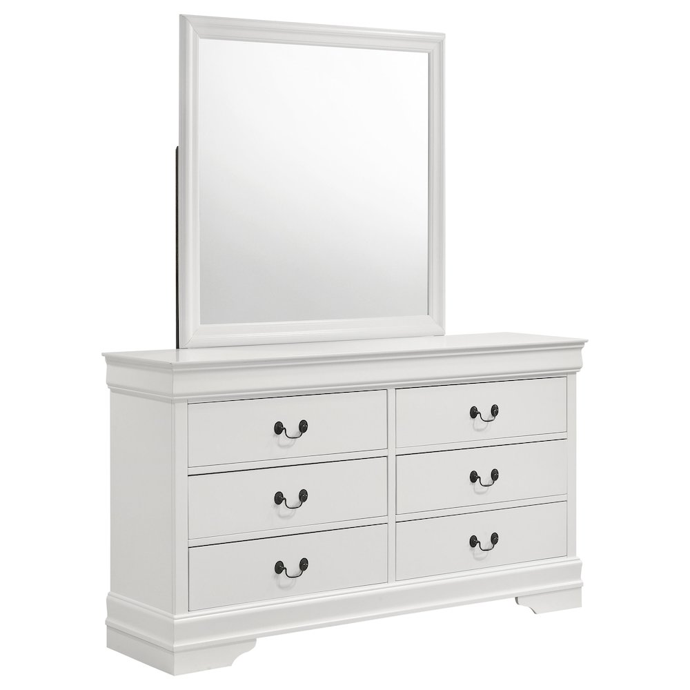 Louis Philippe 6-drawer Dresser and Mirror White. Picture 1