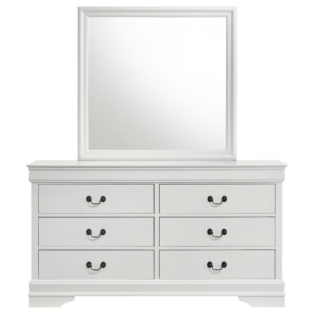 Louis Philippe 6-drawer Dresser and Mirror White. Picture 3