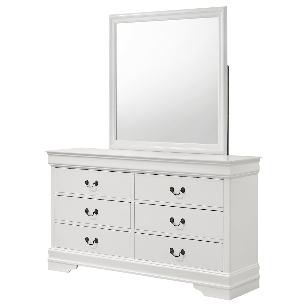 Louis Philippe 6-drawer Dresser and Mirror White. Picture 4