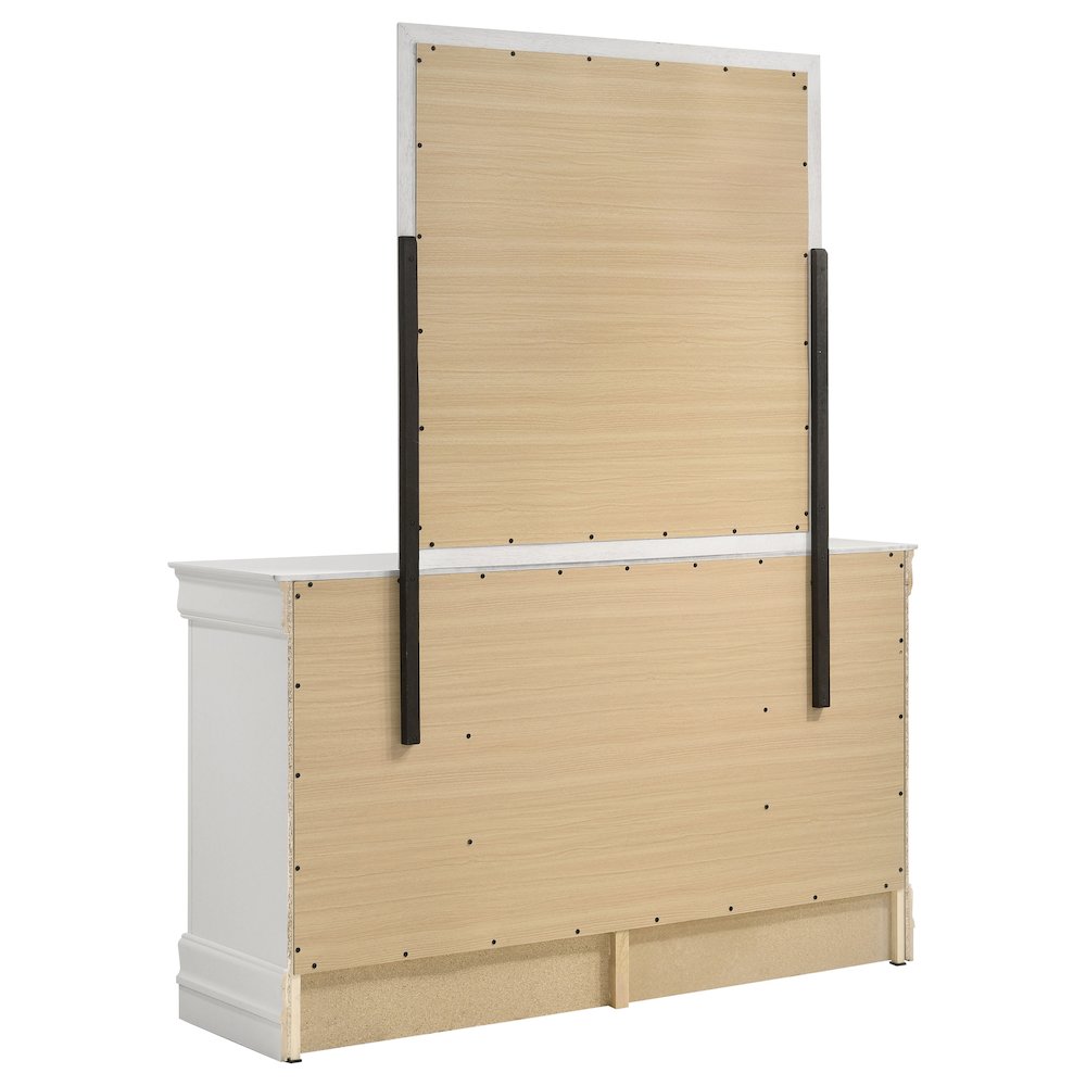 Louis Philippe 6-drawer Dresser and Mirror White. Picture 6