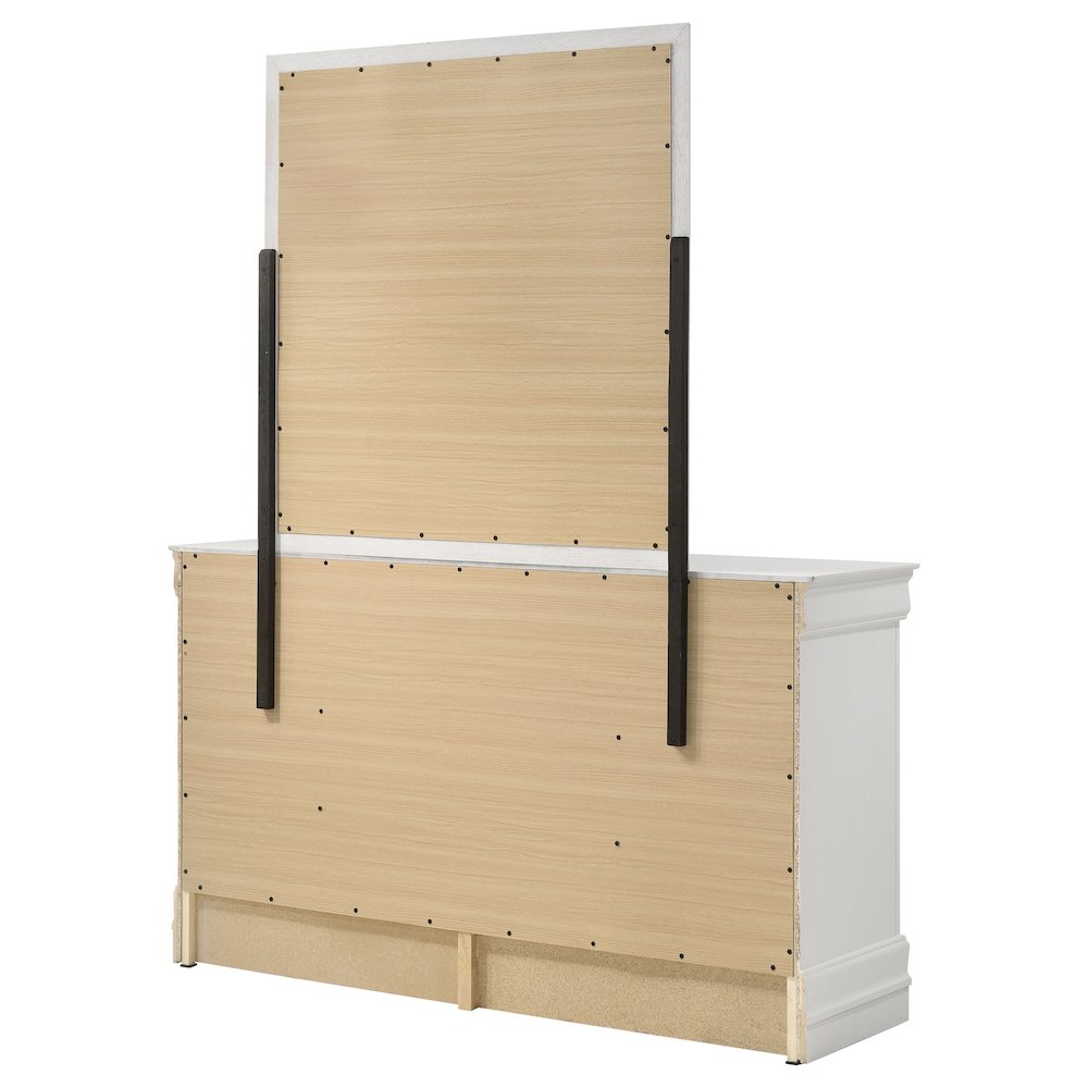 Louis Philippe 6-drawer Dresser and Mirror White. Picture 8