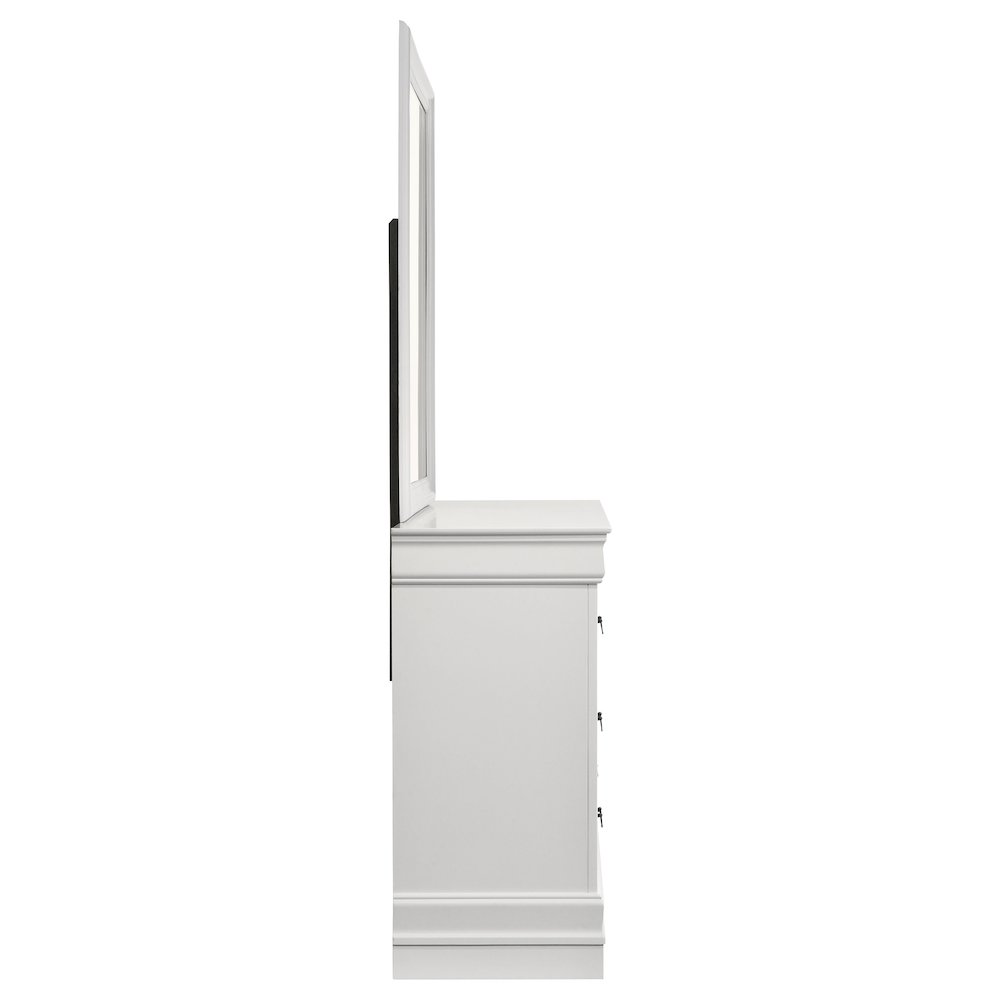 Louis Philippe 6-drawer Dresser and Mirror White. Picture 9