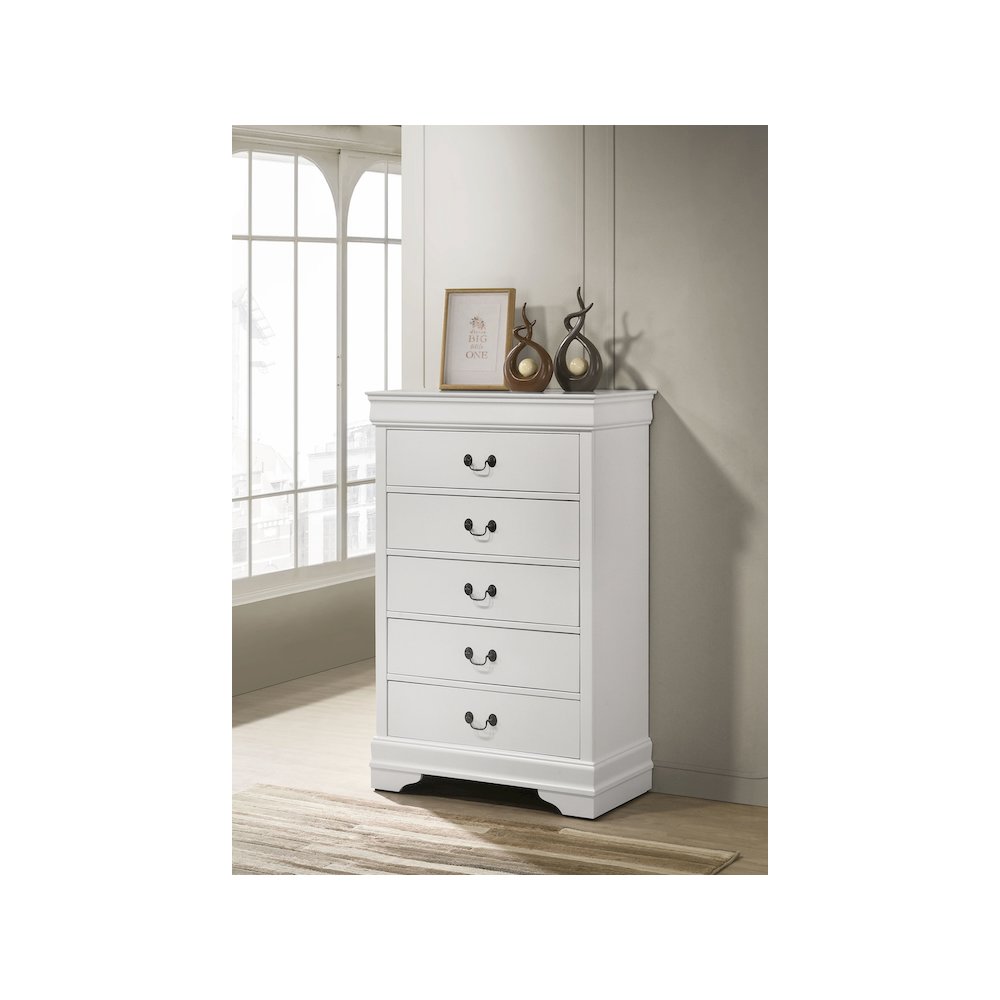 Louis Philippe 5-drawer Bedroom Chest White. Picture 10