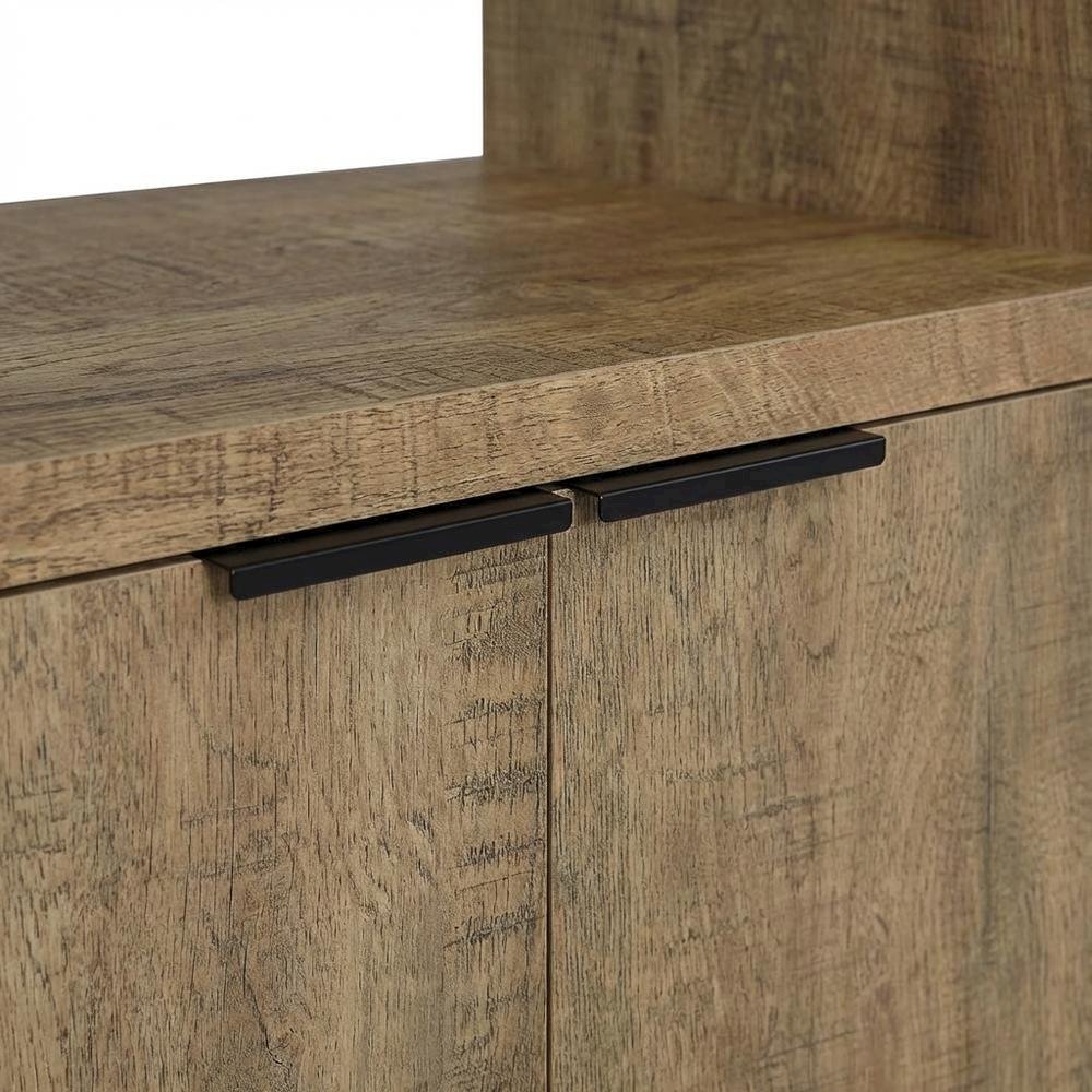 Farmhouse Style Brown Wood Media Tower With 3 Shelves For Living Room Storage. Picture 6