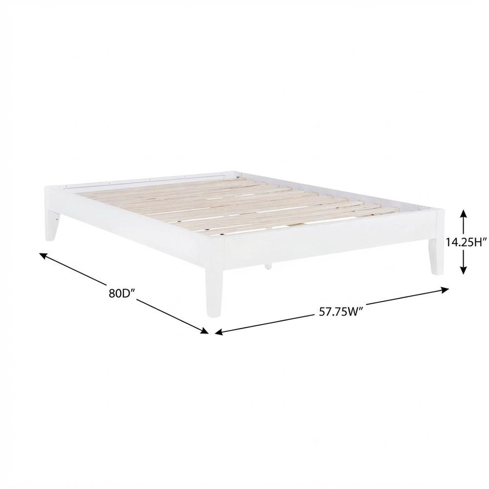 Contemporary White Full Platform Bed With Batten Slats And Sleek Design. Picture 7